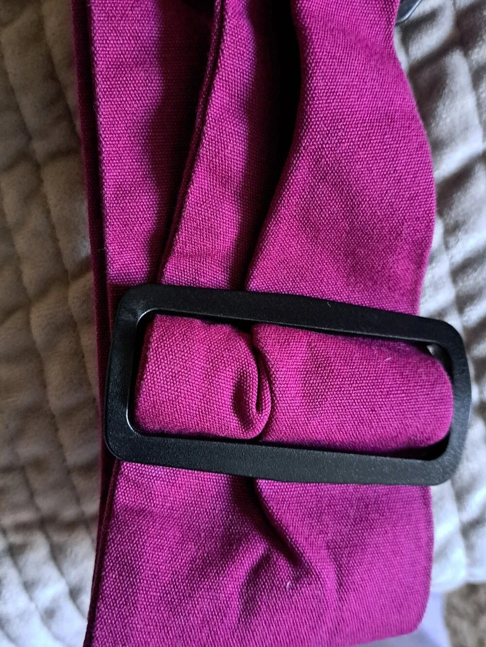 Magenta Crossbody DOG Travel Sling Bag with Black & White Gingham Lining